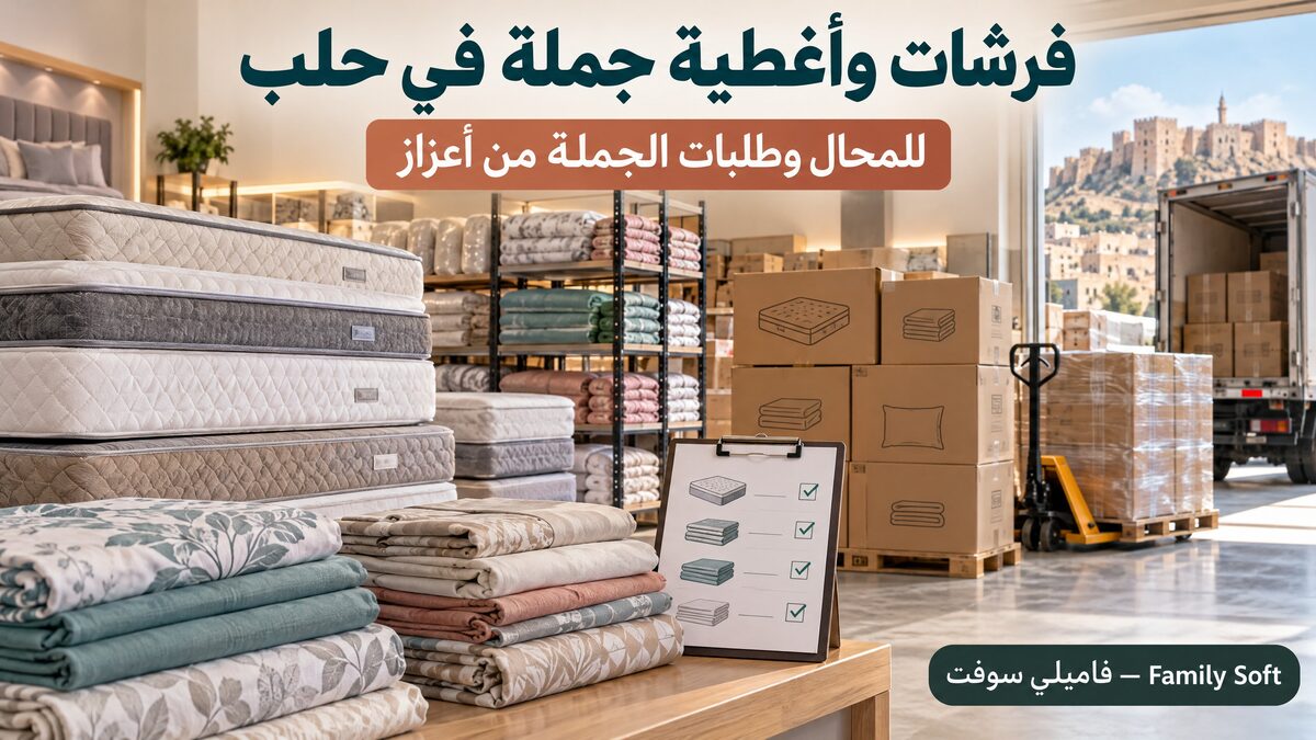 فرشات وأطقم أغطية جاهزة لطلبات الجملة من معمل في أعزاز